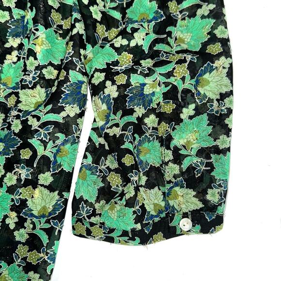 NWT Rose & Olive Green Metallic Floral Blouse Size Medium - Picture 9 of 12
